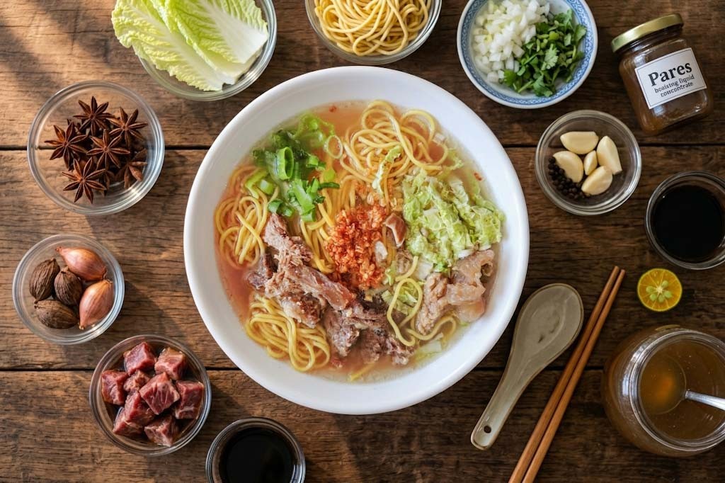 Beef Pares Mami with special pares sauce
